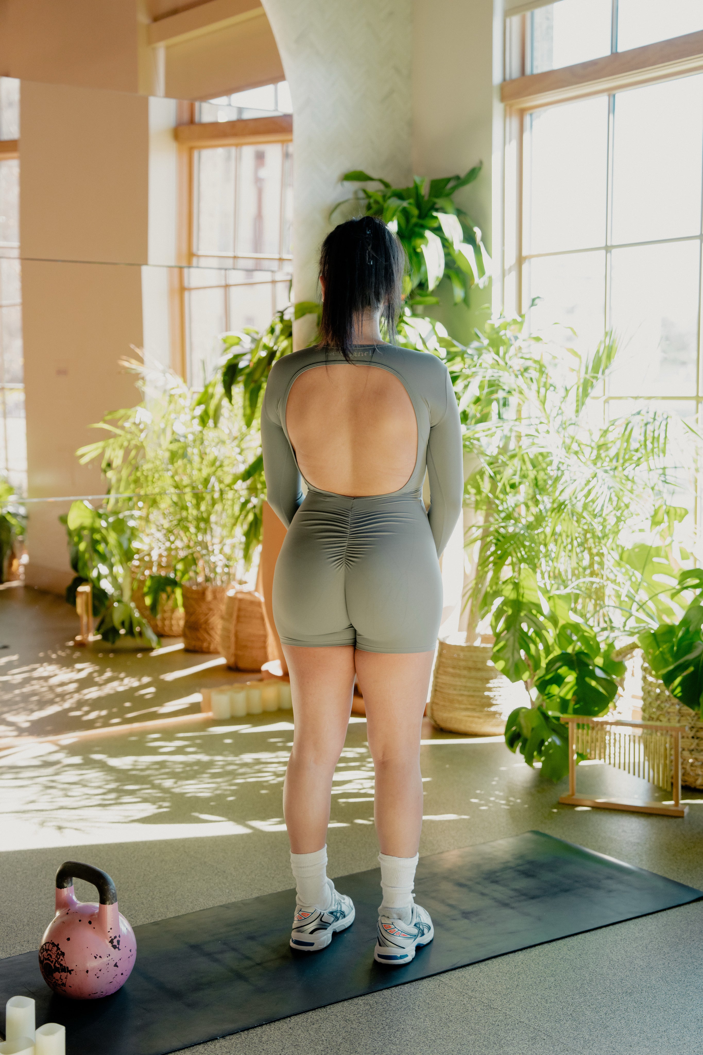 Charcoal yoga romper